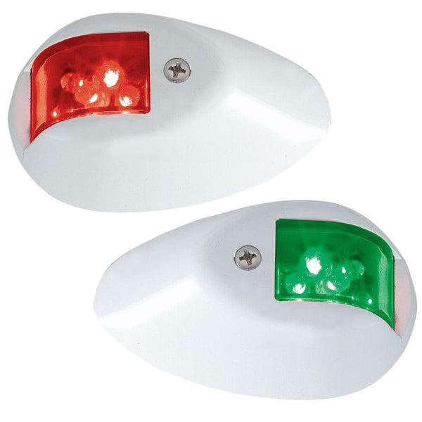 Perko LED Side Lights - Red/Green - 12V - White Epoxy Coated Housing [0602DP1WHT] - Essenbay Marine