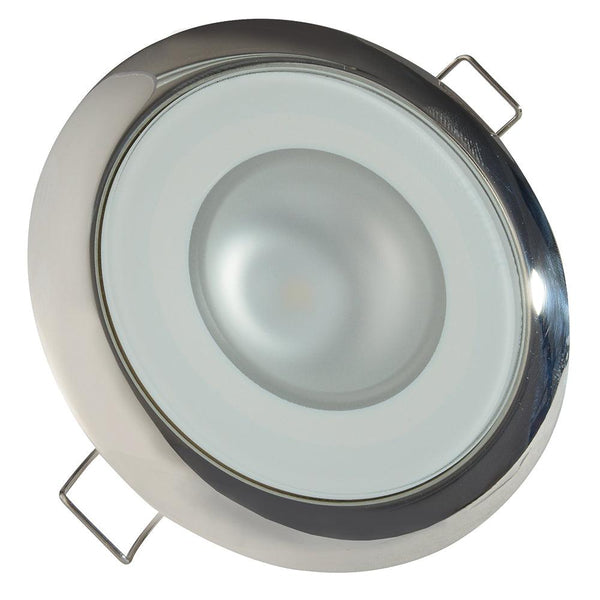 Lumitec Mirage - Flush Mount Down Light - Glass Finish/Polished SS Bezel - 3-Color Red/Blue Non-Dimming w/White Dimming [113118] - Essenbay Marine