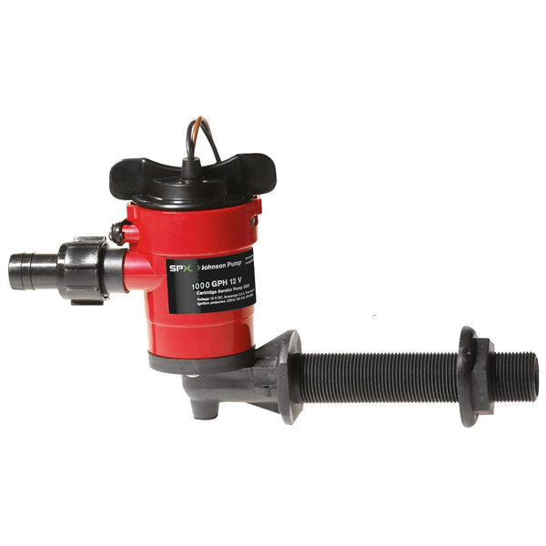 Johnson Pump Cartridge Aerator 1000 GPH 90 Degree Intake - 12V [38103] - Essenbay Marine