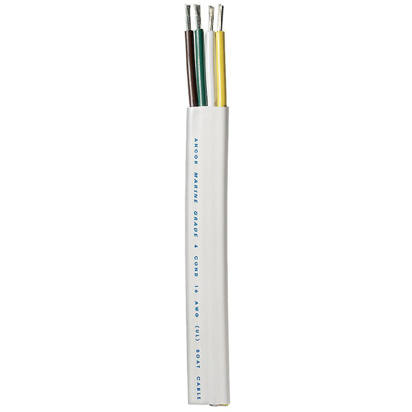 Ancor Trailer Cable - 16/4 AWG - Yellow/White/Green/Brown - Flat - 100' [154010] - Essenbay Marine
