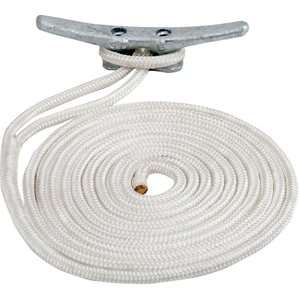 Sea Dog 302110025WH-1 Double-Braided Nylon Dock Line - 3/8" x 25
