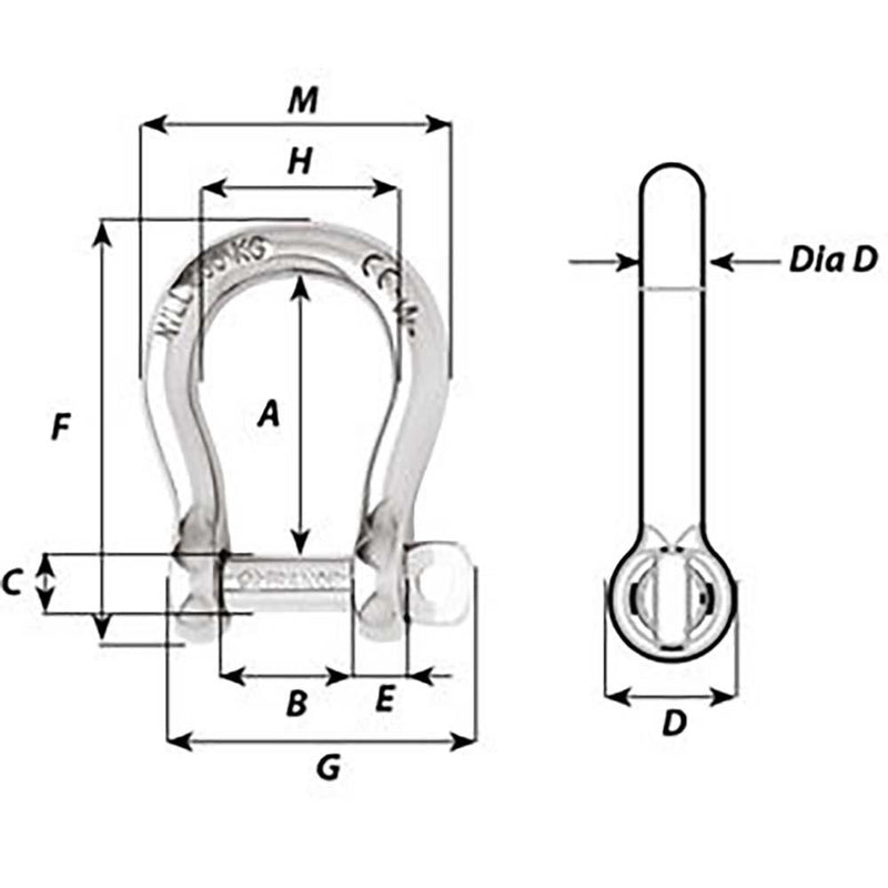 Wichard Self-Locking Bow Shackle - Diameter 4mm - 5/32" [01241] - Essenbay Marine