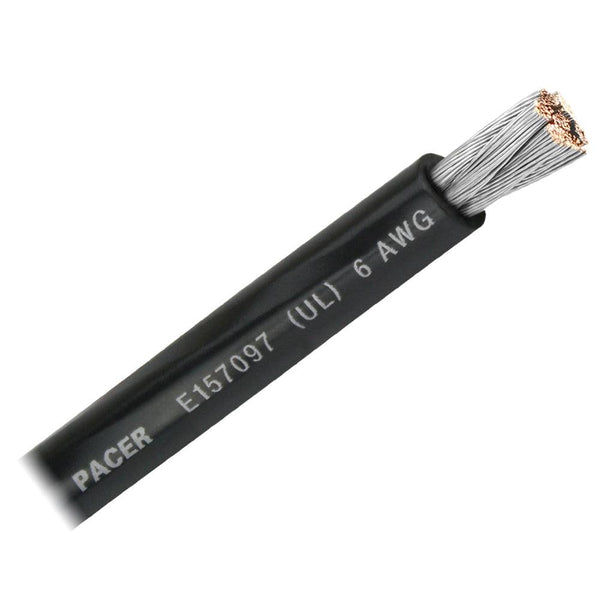 Pacer Black 6 AWG Battery Cable - Sold By The Foot [WUL6BK-FT] - Essenbay Marine