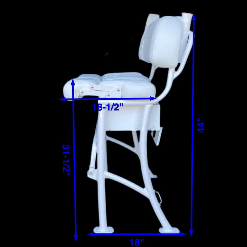 White Leaning Post with Flip Up Bolster Seats & Tackle / Storage Box - Essenbay Marine