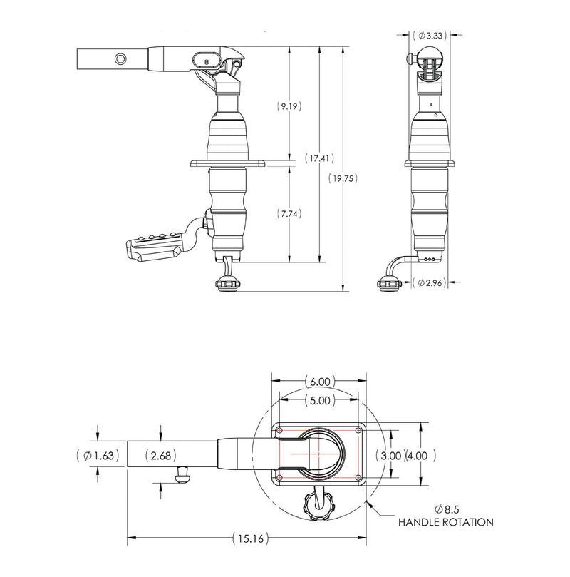 Taco Marine Grand Slam 390 Mount For 1-1/2" Outrigger  GS390 Pair - Essenbay Marine