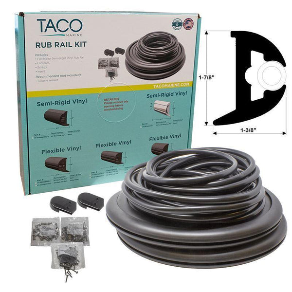 TACO Flex Vinyl Rub Rail Kit Black/Black Insert 1-7/8" x 1-3/8" V11-3426BBK-50-2 - Essenbay Marine