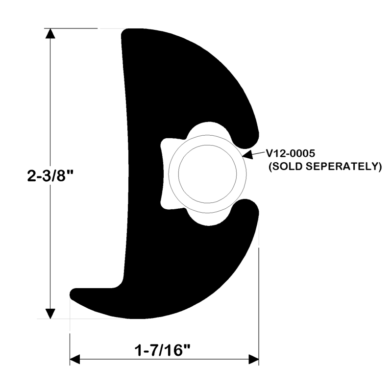 TACO Marine Flexible Rub Rail 2-3/8" X 1-1/2" - Essenbay Marine