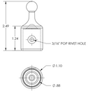 Taco Marine Outside Eye End for 7/8" Tube F11-0177A ( Pop Rivet )