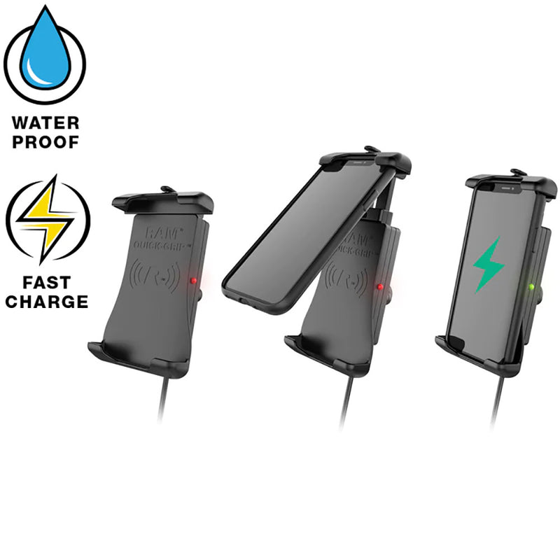 RAM Mount Quick-Grip 15W Waterproof Wireless Charging Holder w/Charger [RAM-HOL-UN14WB-V7M-1] - Essenbay Marine