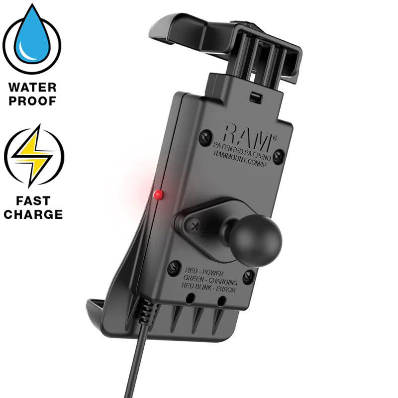 RAM Mount Quick-Grip 15W Waterproof Wireless Charging Holder w/Charger [RAM-HOL-UN14WB-V7M-1] - Essenbay Marine