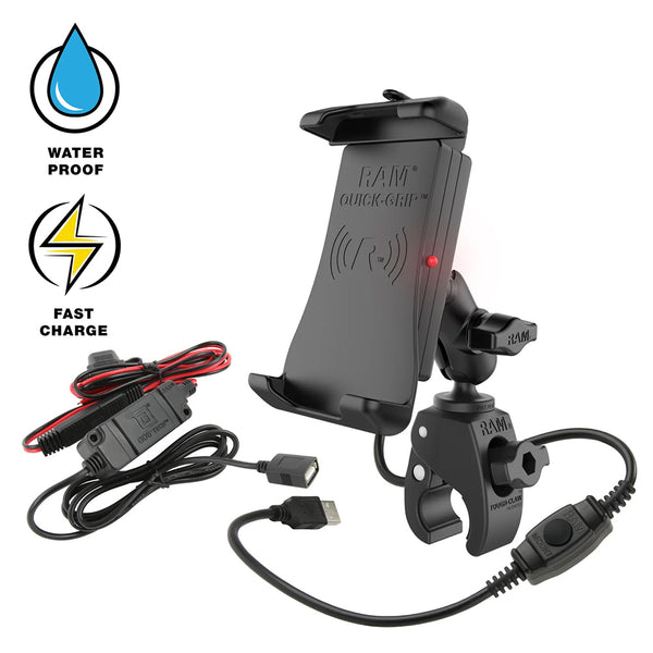 RAM Mount Quick-Grip 15W Waterproof Wireless Charging Mount w/Tough-Claw [RAM-B-400-A-UN14W-V7M-1] - Essenbay Marine