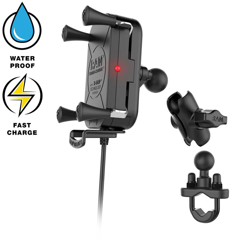 RAM Mount Tough-Charge 15W Waterproof Wireless Charging Motorcycle Mount [RAM-B-149Z-A-UN12W-V7M-1] - Essenbay Marine