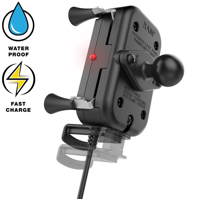 RAM Mount Tough-Charge 15W Waterproof Wireless Charging Motorcycle Mount [RAM-B-149Z-A-UN12W-V7M-1] - Essenbay Marine