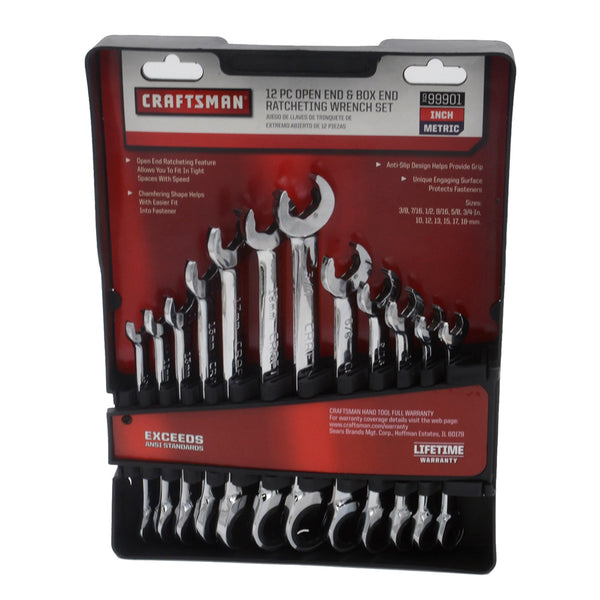 CRAFTSMAN 12-Piece Open End  Box End Ratcheting Wrench Set - Metric  SAE [99901] - Essenbay Marine