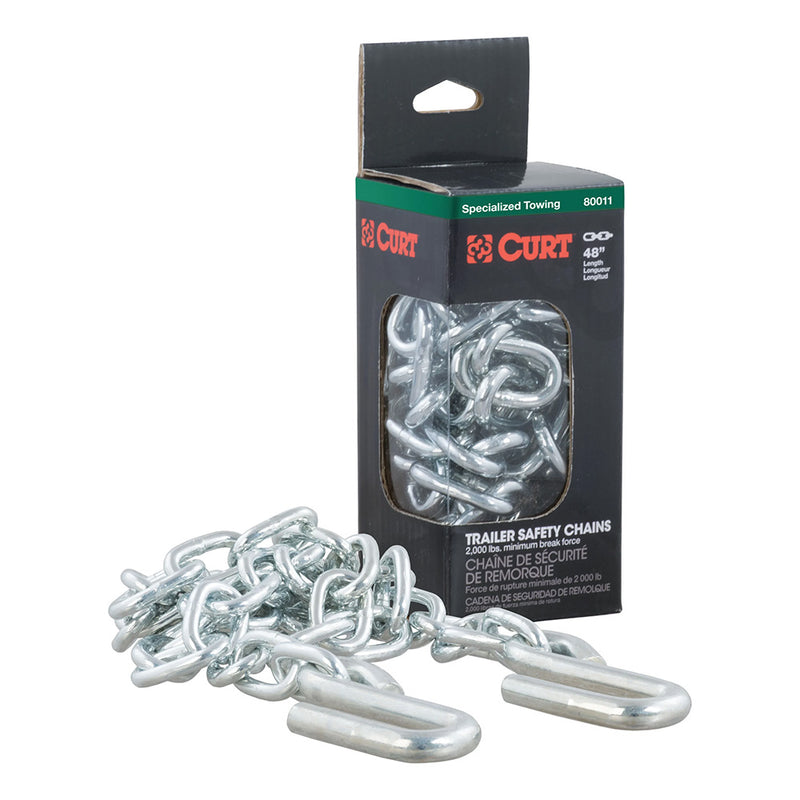 CURT 48" Safety Chain w/2 "S" Hooks - 2,000 lbs - Clear Zinc [80011]