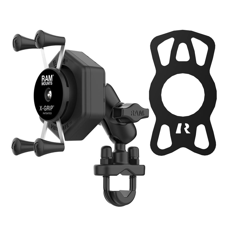 RAM Mount RAM X-Grip Phone Mount w/Vibe-Safe  U-Bolt Base - Short [RAM-B-149Z-A-UN7-462] - Essenbay Marine