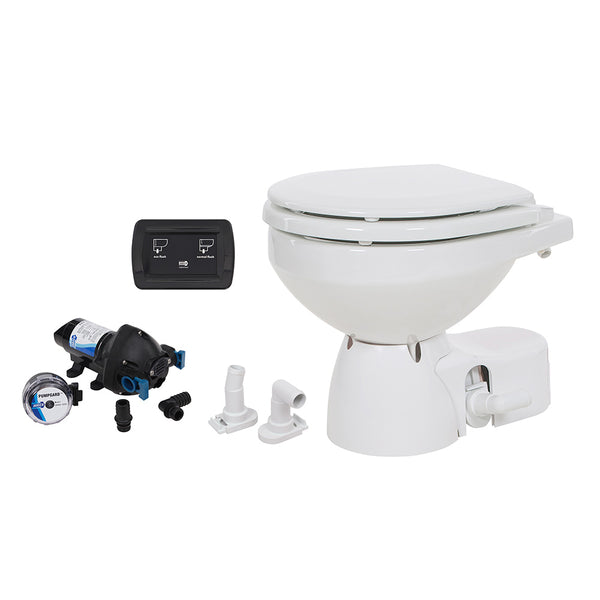 Jabsco Quiet Flush E2 Raw Water Toilet Compact Bowl - 12V - Soft Close Lid [38245-3092RSP] - Essenbay Marine