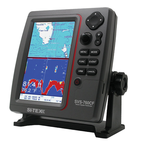 SI-TEX GPS Dual Frequency 600W Sonar System - 7 Color LCD w/Internal  External GPS Antenna  C-MAP 4D Card [SVS-760CF+] - Essenbay Marine
