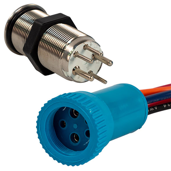 Bluewater 19mm In-Rush Push Button Switch - Nav/Anchor Off/On/On - Blue/Green/Red LED - 4' Lead [9057-3114-4] - Essenbay Marine