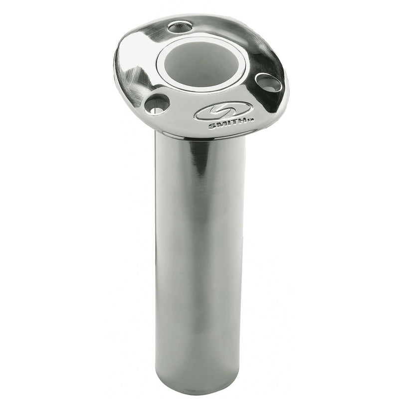 C.E. Smith Flush Mount Rod Holder - 0 Degree  9" Depth - Stainless Steel - Cast Bottom - White Vinyl Liner [53670CA] - Essenbay Marine