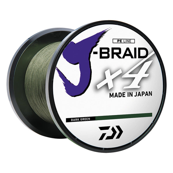 Daiwa J-BRAID x4 Braided Line - 10 lbs - 300 yds - Dark Green [JB4U10-300DG] - Essenbay Marine