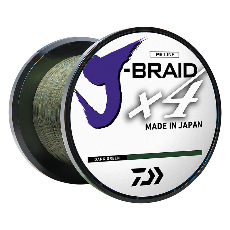 Daiwa J-BRAID x4 Braided Line - 10 lbs - 300 yds - Dark Green [JB4U10-300DG] - Essenbay Marine