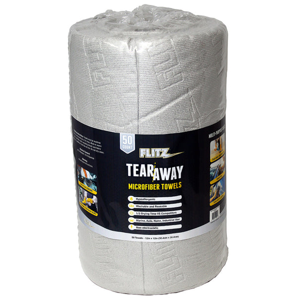 Flitz 12"x12" Tear-Away Microfiber Towels - 50-Count - Grey [MC300R] - Essenbay Marine