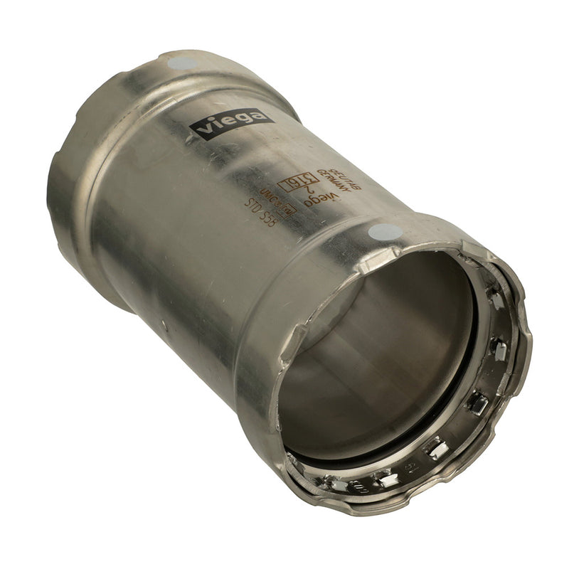 Viega MegaPressG 1 in. Press Carbon Steel Coupling No Stop (5-Pack) (Gas Only) 25041 - The Home Viega MegaPressG 1 in. Press Carbon Steel Coupling No Stop (5-Pack) (Gas Only) 25041 - The Home