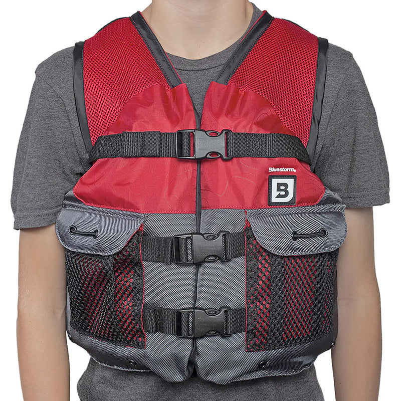 Bluestorm Sportsman Youth Mesh Fishing Life Jacket - Nitro Red [BS-105-RED-Y] - Essenbay Marine