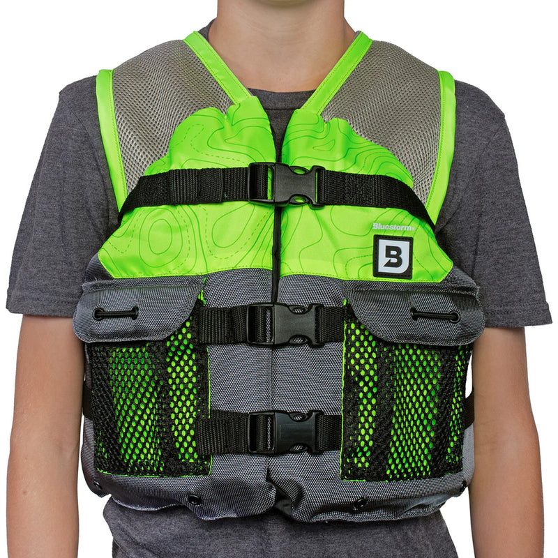 Bluestorm Sportsman Youth Mesh Fishing Life Jacket - Hi-Vis [BS-105-HVS-Y] - Essenbay Marine