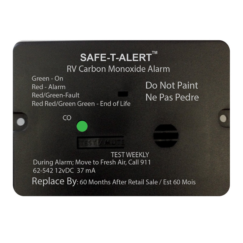 Safe-T-Alert 62 Series Carbon Monoxide Alarm - 12V - RV Flush Mount - Black [62-542-BL]