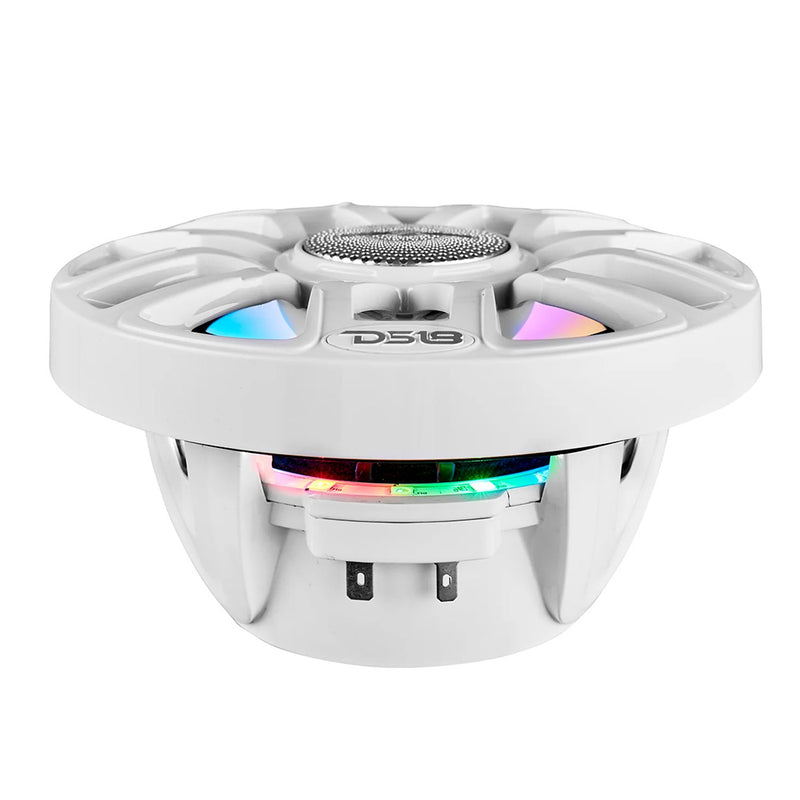 DS18 8" 2-Way Coaxial Marine Speakers w/Digital LED Lights  Bullet Tweeter - White - 175W, 4-Ohm [NXL-IQ8/WH]