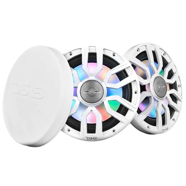 DS18 8" 2-Way Coaxial Marine Speakers w/Digital LED Lights  Bullet Tweeter - White - 175W, 4-Ohm [NXL-IQ8/WH]