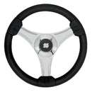 Uflex - Tavolara - 13.8" Black Polyurethane Steering Wheel w/Silver Spokes  X62 Hub [65277N] - Essenbay Marine