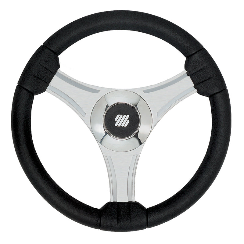 Uflex - Tavolara - 13.8" Black Polyurethane Steering Wheel w/Silver Spokes  X62 Hub [65277N]