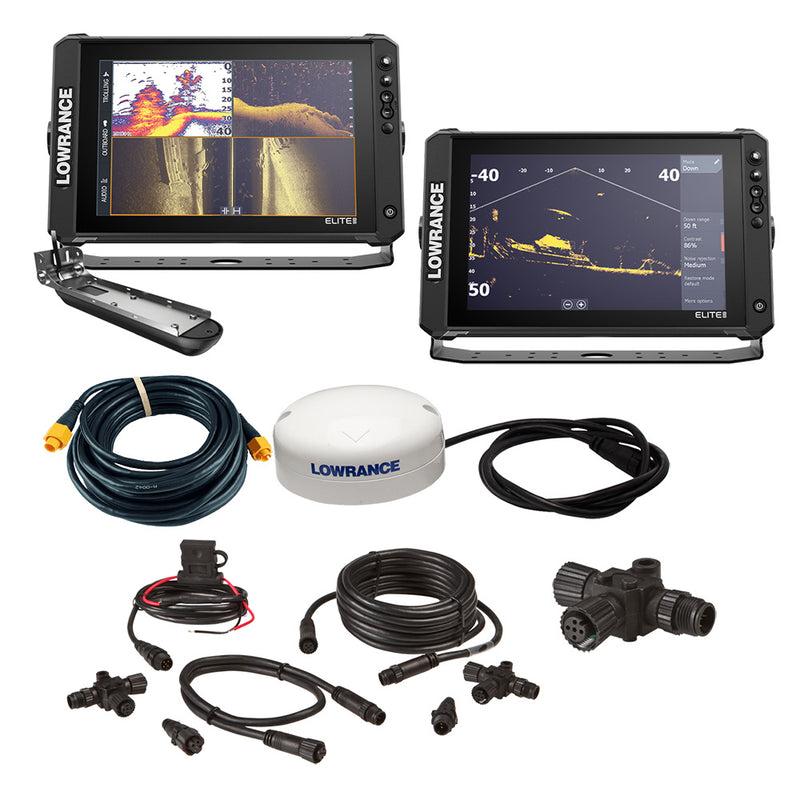 Lowrance Elite FS 12 BOAT in A BOX with Active Imaging 3-in-1 - 2 Displays, TD, GPS Antenna, Starter Kit, 25' Ethernet Cable [000-16477-001] - Essenbay Marine