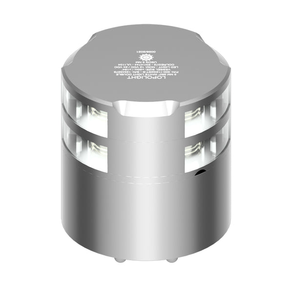 Lopolight 360 Double-Stacked 3nm Masthead Light - Silver Anodized [300-112G2ST] - Essenbay Marine
