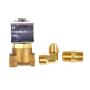 Trident Marine Low-Pressure Brass Solenoid Shut-Off Valve 1/4" Ports  2 Brass Connection Fittings [1300-7708.2-KIT] - Essenbay Marine