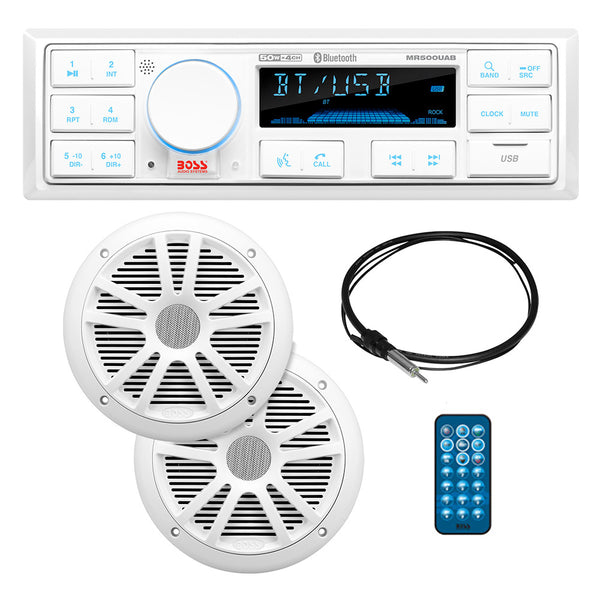Boss Audio MCK500WB.6 Kit w/MR500UAB, 2 MR6W Speakers, MRANT10 Antenna,  White Remote *Refurbished [CRMCK500WB.6] - Essenbay Marine