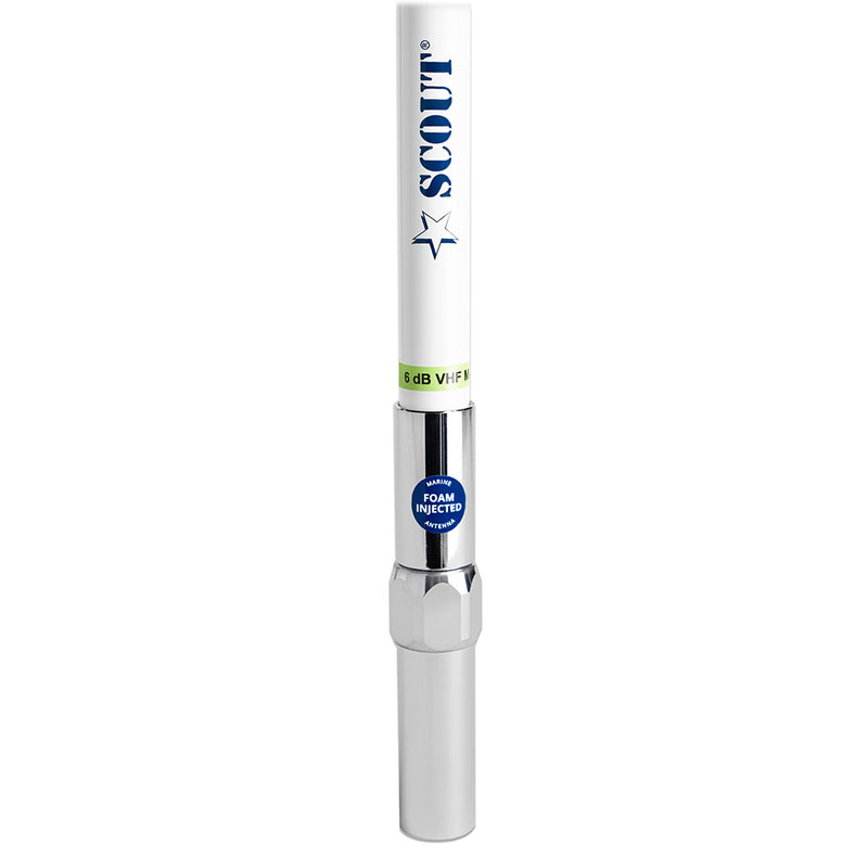 Scout 8' QuickFit White VHF Antenna w/5M Cable + FME Quick 6 Foam Filled 6db Solid Brass  Copper Element [PF AN NVHF00040T] - Essenbay Marine