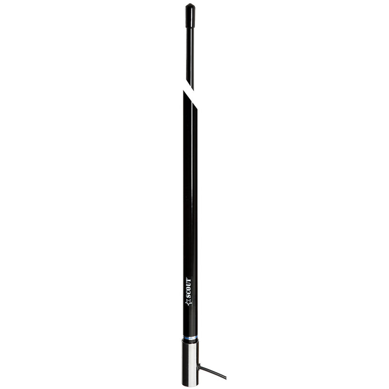 Scout 8' Black VHF Antenna 6dB Stainless Steel Ferrule w/5M RG-58 Coax Includes PL-259 KS-42 [PF AN NVHF00009T] - Essenbay Marine