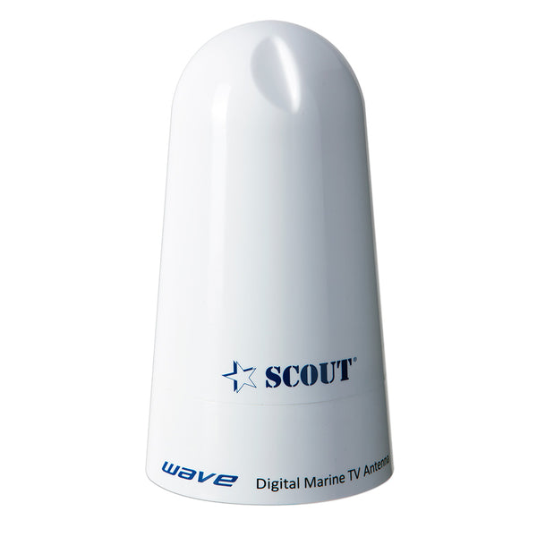 Scout Wave 4" White TV Antenna Omnidirectional 25dB Gain w/10M, 75 ohms, Cable [PF AN NTV002] - Essenbay Marine