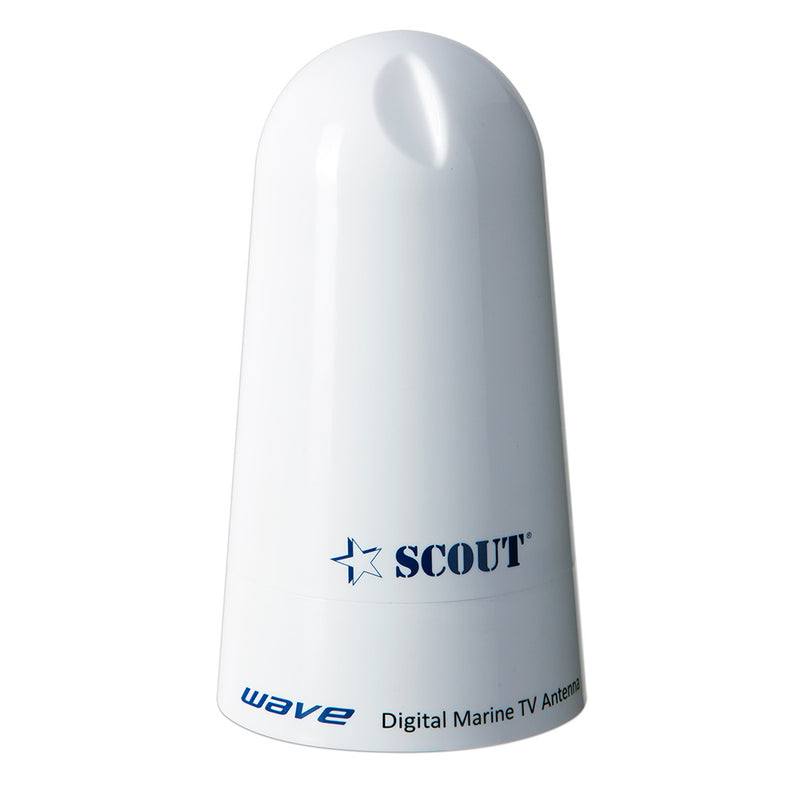 Scout Wave 4" White TV Antenna Omnidirectional 25dB Gain w/10M, 75 ohms, Cable [PF AN NTV002] - Essenbay Marine