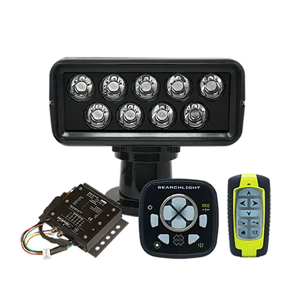 ACR RCL-100 LED Black Searchlight w/URP-103 Wired Point Pad, URC-104 Master Controller  URH-103 Wireless Handheld Remote [1977] - Essenbay Marine