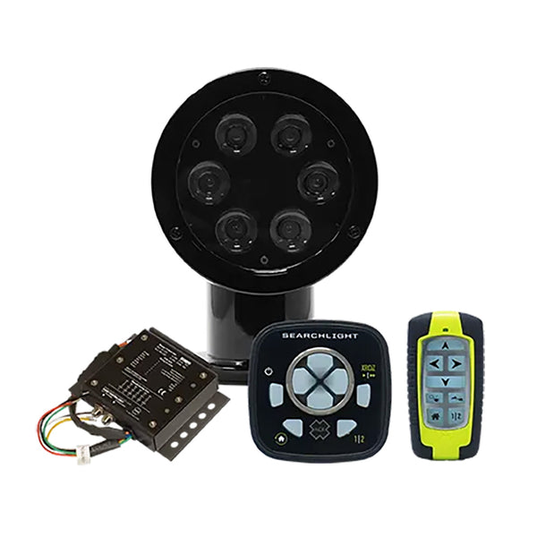 ACR RCL-50 LED Black Searchlight w/URP-103 Wired Point Pad, URC-104 Master Controller  URC-103 Wireless Handheld Remote [1981] - Essenbay Marine