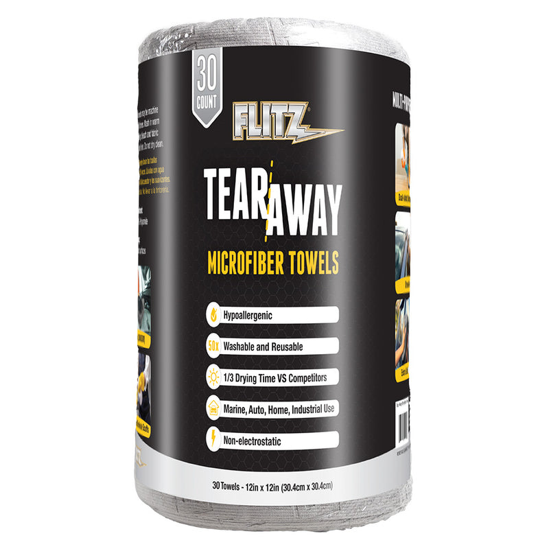 Flitz 12" x 12" Tear-Away Microfiber Towels - Grey *30-Pack [MC330R]
