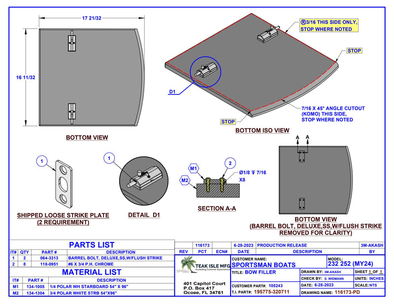 Sportsman 232 Bow Filler Pad 195775-320711 - Essenbay Marine