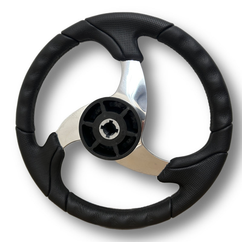 Schmitt 14" Folletto Wheel Black Polyurethane Polished Spokes PU026104 - Essenbay Marine
