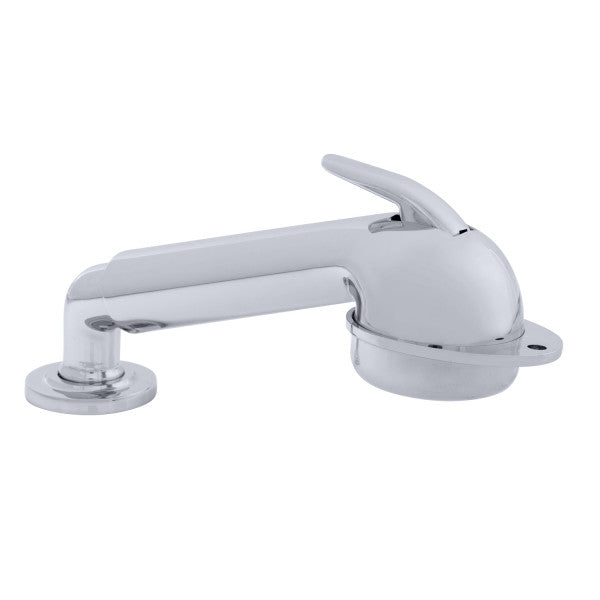 Ambassador Marine – Deck-Mount Sprayer- Large Chrome Sprayer w/Elbow, 6' White Rubber Marine Hose, Low Profile Holder – 134-0008-CW-R