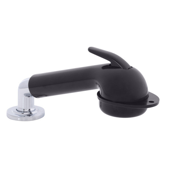 Ambassador Marine – Deck-Mount Sprayer- Large Black Sprayer w/Elbow, 6' Black Rubber Marine Hose, Low Profile Holder – 134-0008-KP-R
